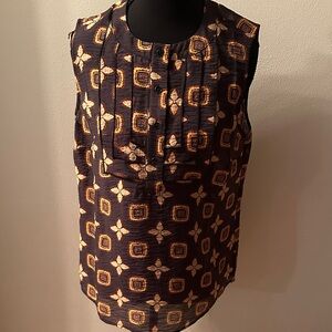 CAbi Sleeveless Geometric Top - Black and Tan